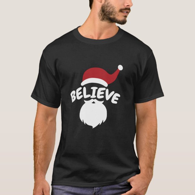 T-shirt Believe Santa Cute Christmas  (Devant)
