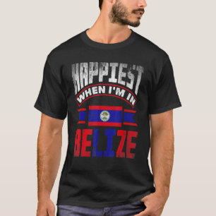 T-shirt Belize Belizean Belize Drapeau Le Plus Heureux Qua
