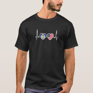 T-shirt Bélize USA Heartbeat Bélizienne American Flag