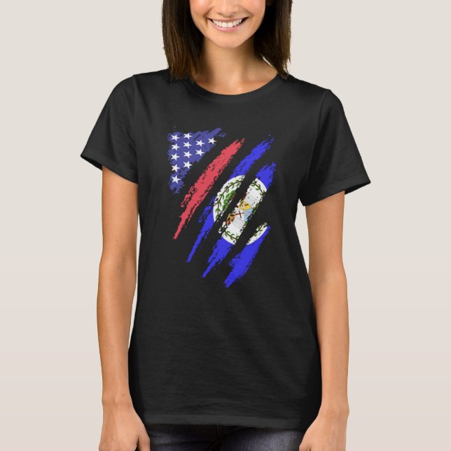 T-shirt Bélizienne Patriot Américain Cultivé Coeur Drapeau (Devant)