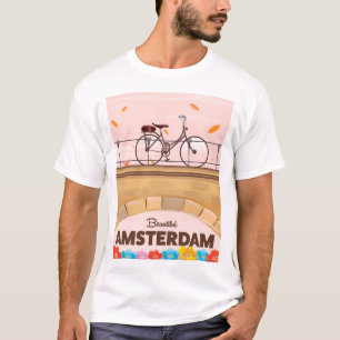 T-shirt Belle affiche de voyage à vélo à Amsterdam.