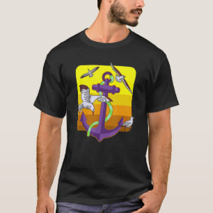 T-shirt Belle ancre avec des colombes et mouettes côtier e