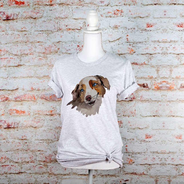 T-shirt Belle aquarelle Bleu Eyed Australien Shepherd (Créateur téléchargé)