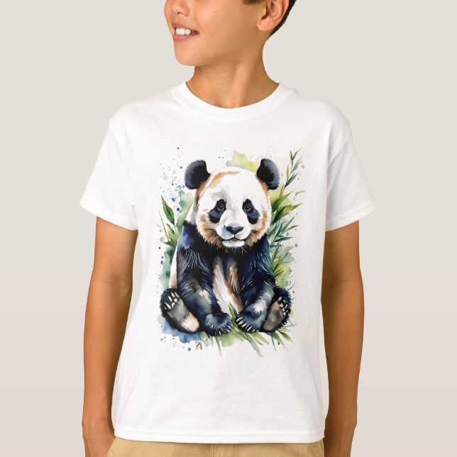 T-shirt Belle aquarelle Cudley mignonne Ours Panda (Devant)