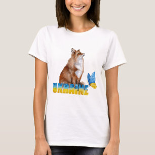T-shirt Belle aquarelle renard et papillon d'Ukraine