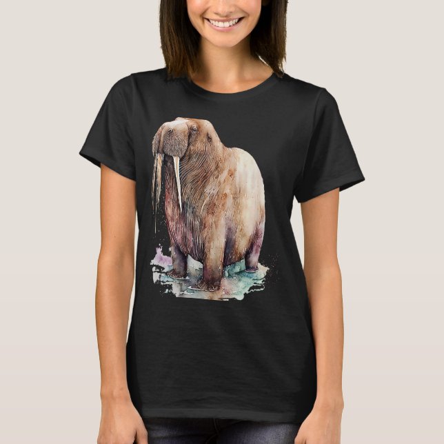 T-shirt Belle aquarelle Walrus Portrait (Devant)