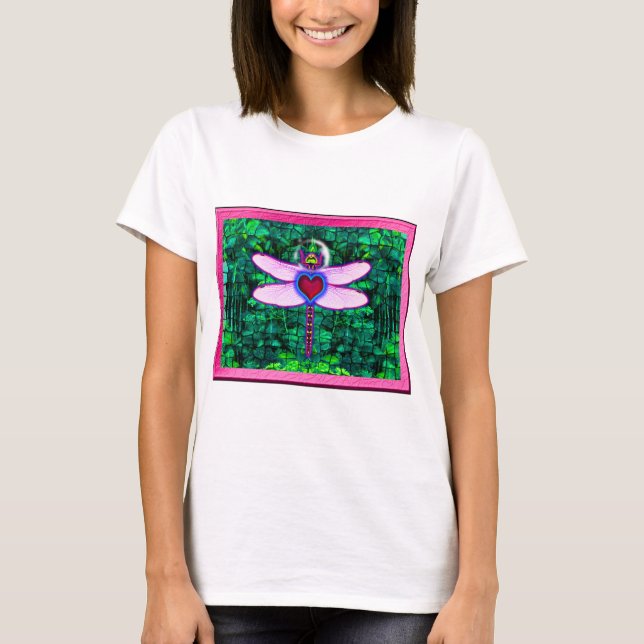 T-shirt Belle Artwor encadrée "Crackel Framed Dragonfly" (Devant)