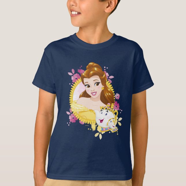 T-shirt Belle Avec Mme Potts Et Chip (Devant)