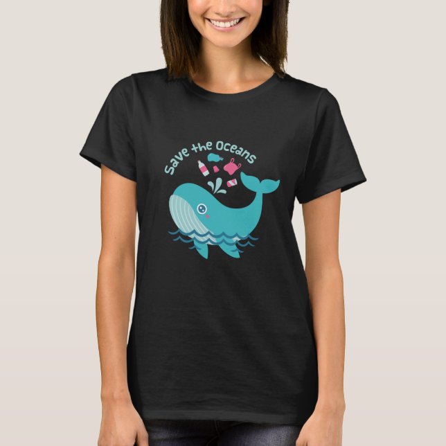 T-shirt Belle baleine, sauvez les océans (Devant)