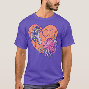 T-shirt Belle Bee Art - Insecte avec Honeycomb Coeur et