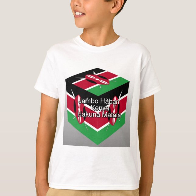 T-shirt Belle Belle Cube Kenyane Drapeau avec salutation (Devant)
