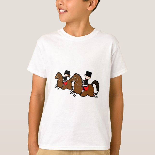 T-shirt Belle caricature garçon fille équitation dressage  (Devant)