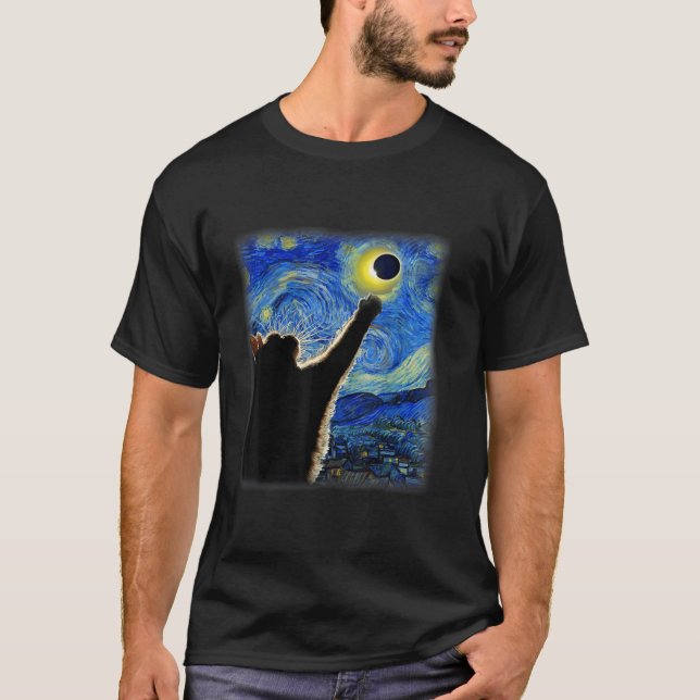 T-shirt Belle chatte Starry Night Funny chatte Solaire Ecl (Devant)