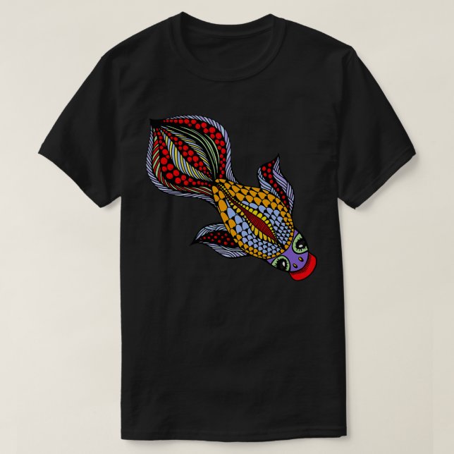 T-shirt belle conception de poisson rouge brillant (Design devant)