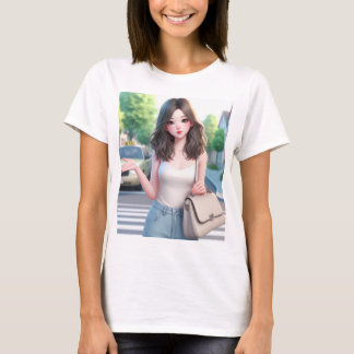 T-shirt Belle dame avec cheveux avide 4