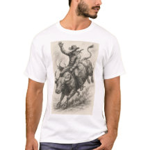 Belle esquisse de Cowboy à cheval sur un taureau