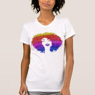 T-shirt Belle Femme Coiffure naturelle Afro Arc en cie