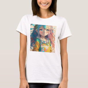 T-shirt Belle Fille Anime Colorée