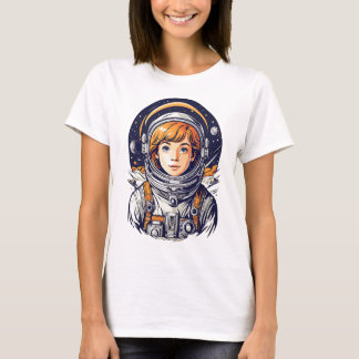 T-shirt Belle fille astronaute dans l'espace