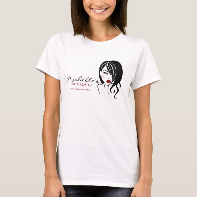 T-shirt Belle fille avec l'icône de maquillage de cheveux (Devant)