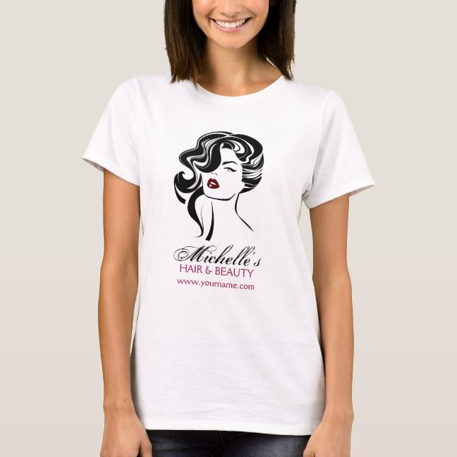 T-shirt Belle fille avec l'icône de maquillage de cheveux (Devant)