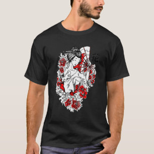 T-shirt Belle Fille Geisha Japonaise Conception de Kimono