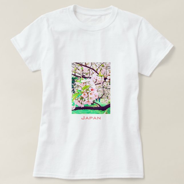 T-shirt Belle fleur de cerisier rose Voyage au Japon (Design devant)