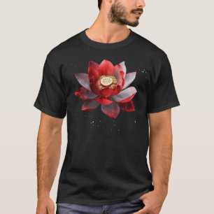 T-shirt Belle fleur de lotus rouge et blanc épreckels blo