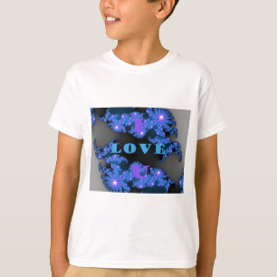 T-shirt Belle Galactique Blue Love Texte Motif Design,