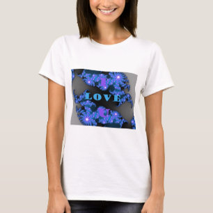 T-shirt Belle Galactique Blue Love Texte Motif Design,
