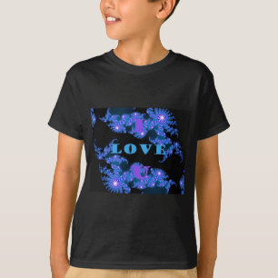 T-shirt Belle Galactique Blue Love Texte Motif Design,