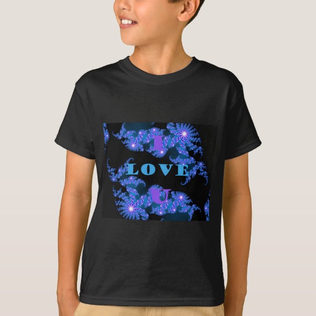 T-shirt Belle Galactique Blue Love Texte Motif Design, (Devant)