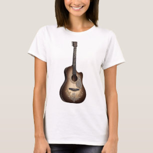 T-shirt Belle guitare acoustique détaillée avec cordes