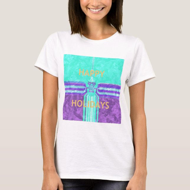 T-shirt Belle Happy Holidays Blue Cyan conception vectorie (Devant)