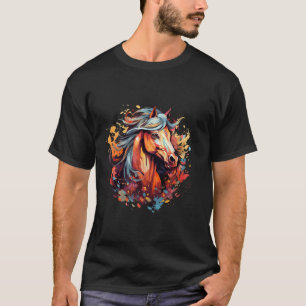 T-shirt belle illustration de cheval Automne sauvage Idea 
