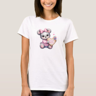 T-shirt Belle illustration Ours en peluche avec signe card