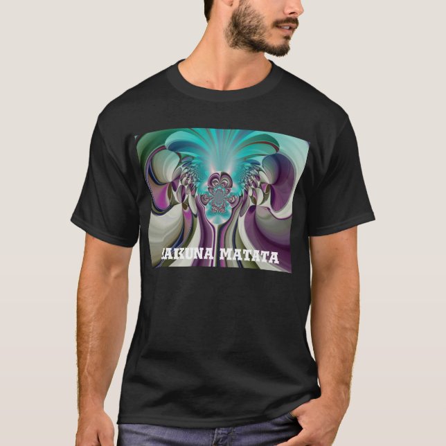 T-shirt Belle impression Angélique Purple et Cyan Abstrait (Devant)