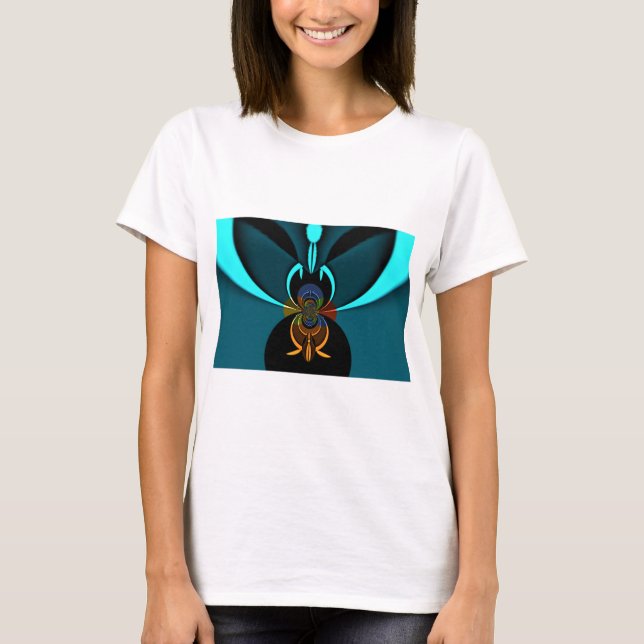 T-shirt Belle impression Cyan Abstrait Art (Devant)