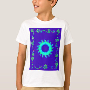 T-shirt Belle Iridescente Blue Floral Art peinture à l'hui