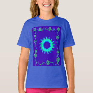 T-shirt Belle Iridescente Blue Floral Art peinture à l'hui