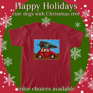 T-shirt Belle Joyeuse Vacances Chiens avec Arbre de Noël V