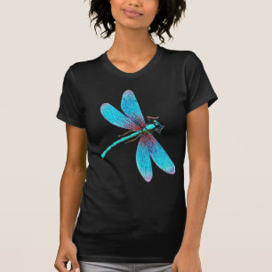 T-shirt Belle libellule bleue lumineuse de turquoise