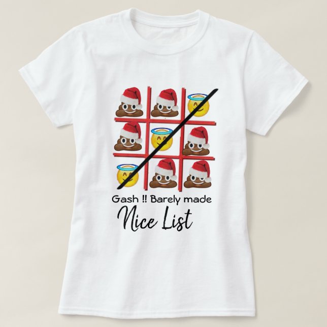 T-shirt Belle liste Noël Poop Emoji drôle Graphisme (Design devant)