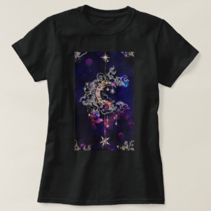 T-shirt Belle Lune Boho Stars Bleu Violet Femmes