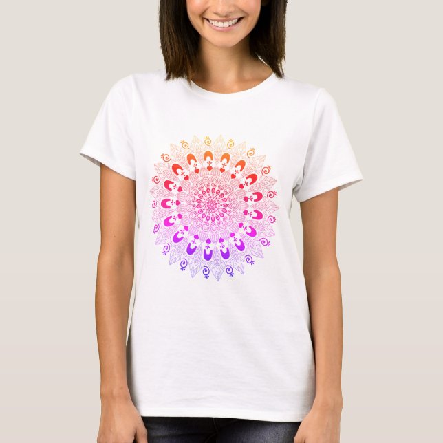 T-shirt Belle Mandala Flower coloré Ombre Design (Devant)