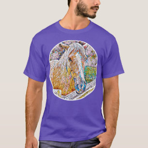 T-shirt Belle oeuvre d'art colorée à la tête de cheval