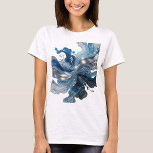 T-shirt Belle œuvre d'art en texte 3D WAVE DE L'EAU en arg