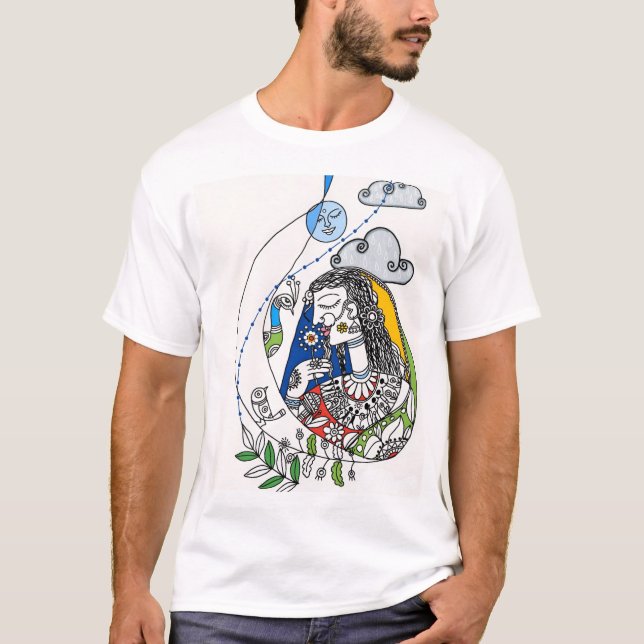 T-shirt Belle peinture indienne populaire Madhubani (Devant)