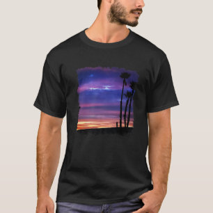 T-shirt Belle Plage Scène Océan Californie Sunset Palm