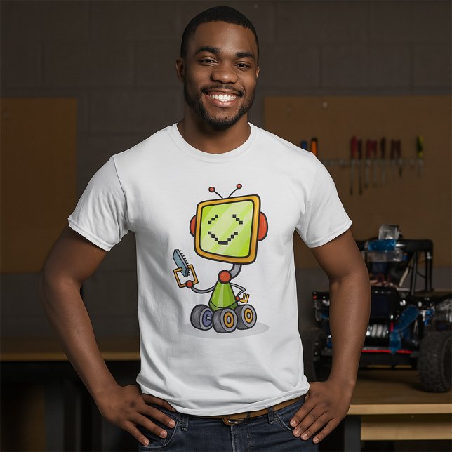 T-shirt Belle Robot Rétro Cartoon Amusant IA Tech Art numé (Créateur téléchargé)